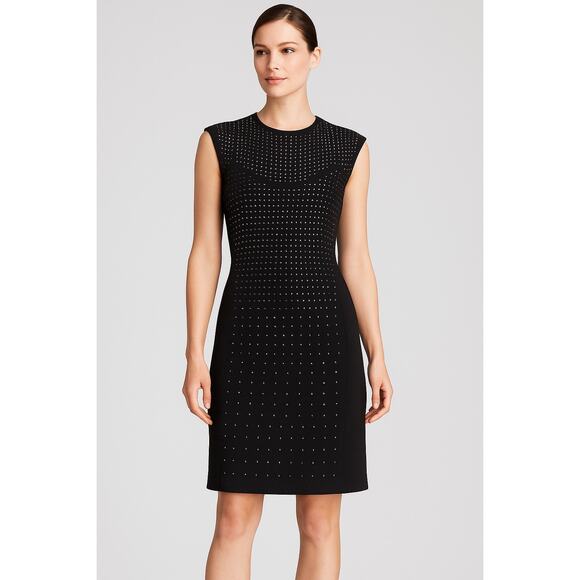 Rebecca Taylor Studded Black Sheath Dress Size 4 Metallic Accent Cocktail Dress - Picture 1 of 9